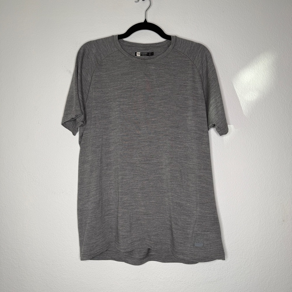 Z Zegna Techmerino Gray Wool Performance Tee Raglan Short Sleeve Size L
